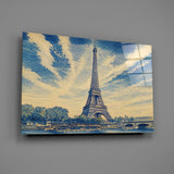 Eiffel Tower Hokusai Style Glass Wall Art