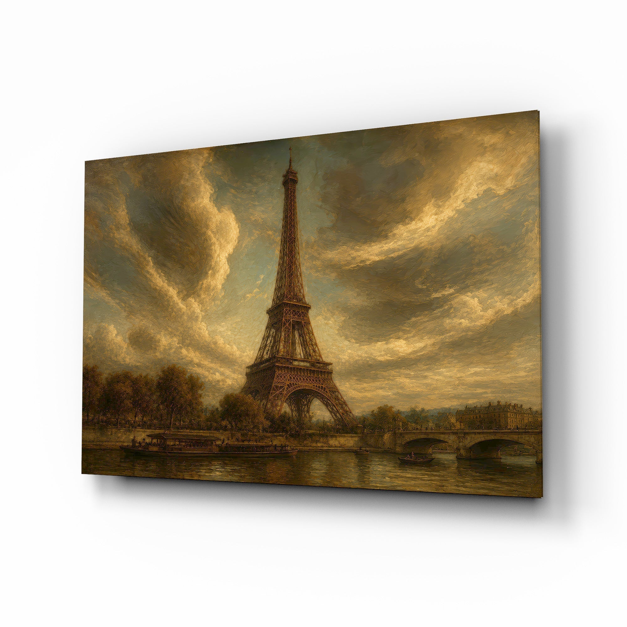 Eiffel Tower Da Vinci Style Glass Wall Art