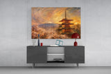 Mount Fuji Pagoda Turner Style Glass Wall Art