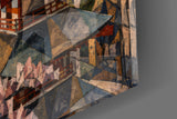 Mount Fuji Pagoda Cubist Style Glass Wall Art