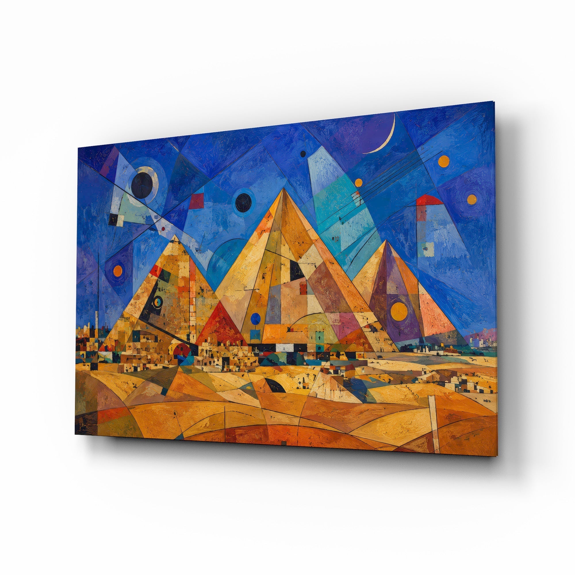 Pyramids of Giza Kandinsky Style Glass Wall Art