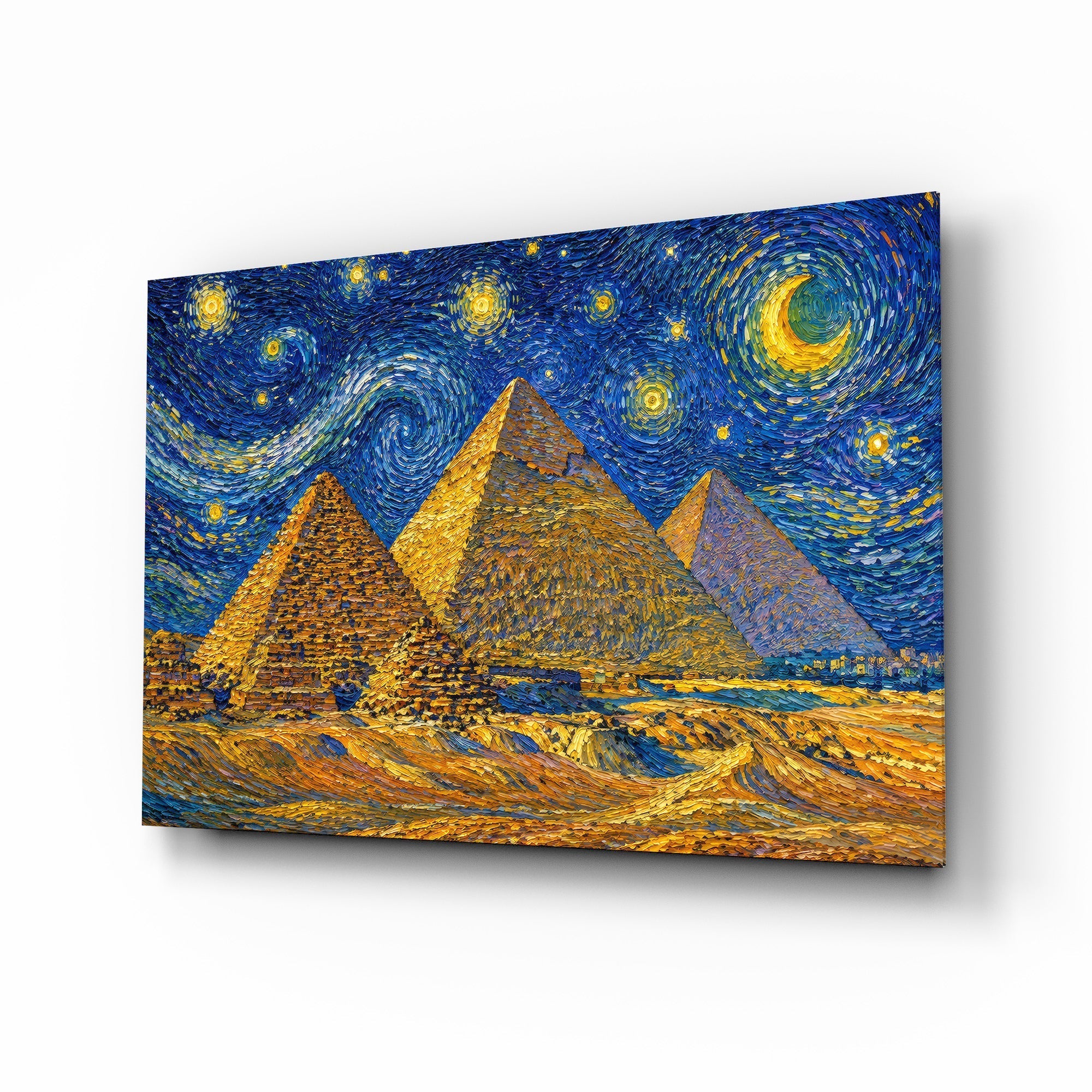 Pyramids of Giza Van Gogh Style Glass Wall Art