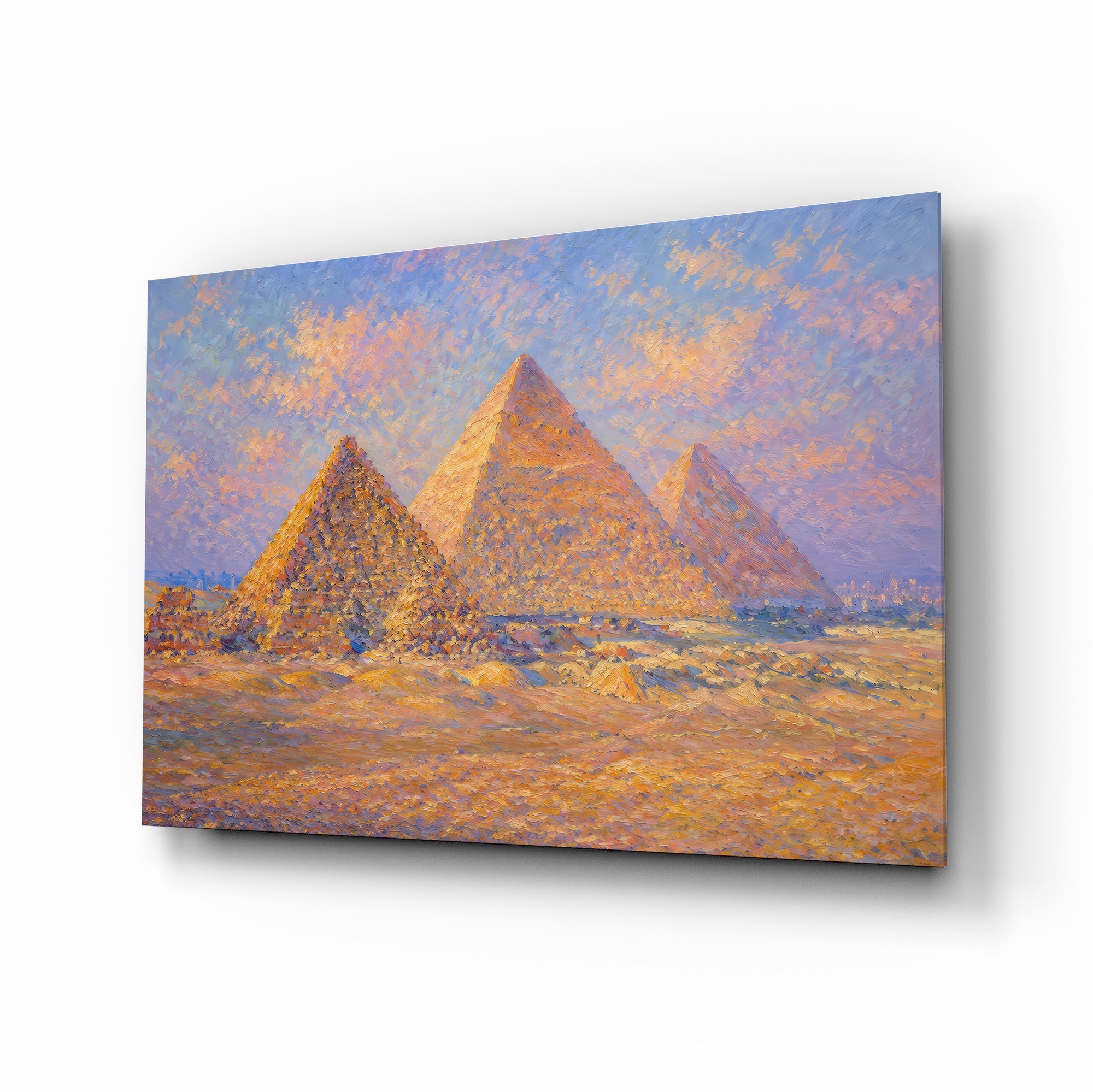 Pyramids of Giza Monet Style Glass Wall Art