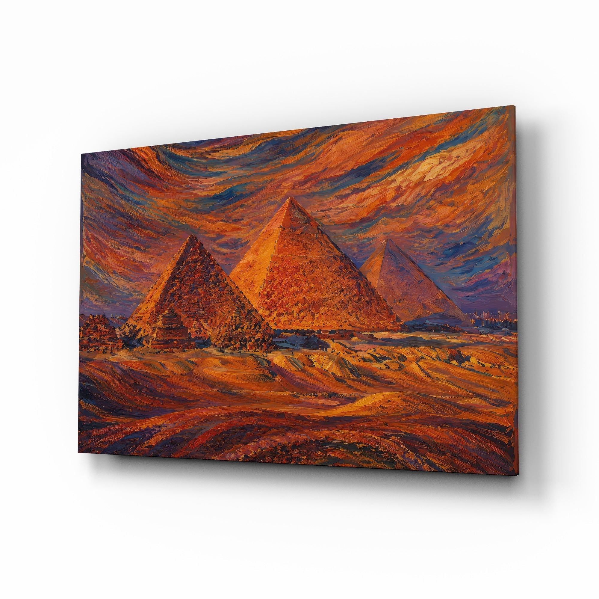Pyramids of Giza Munch Style Glass Wall Art