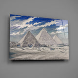 Pyramids of Giza Hokusai Style Glass Wall Art