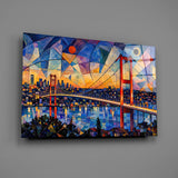 Istanbul Bosphorus Bridge Kandinsky Style Glass Wall Art