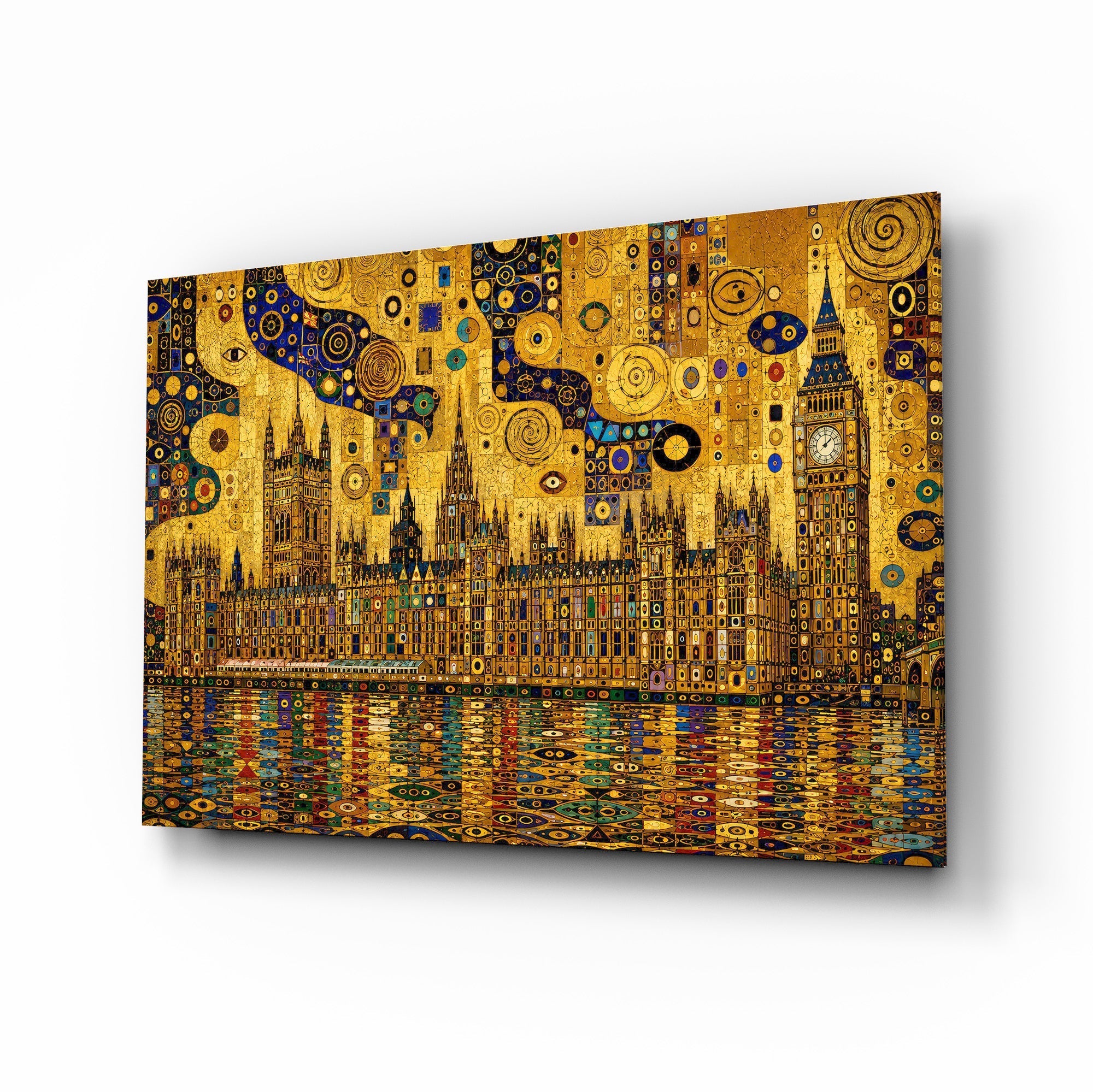 Big Ben Westminster Klimt Style Glass Wall Art