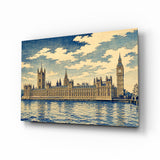 Big Ben Westminster Hokusai Style Glass Wall Art