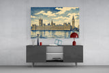 Big Ben Westminster Hokusai Style Glass Wall Art