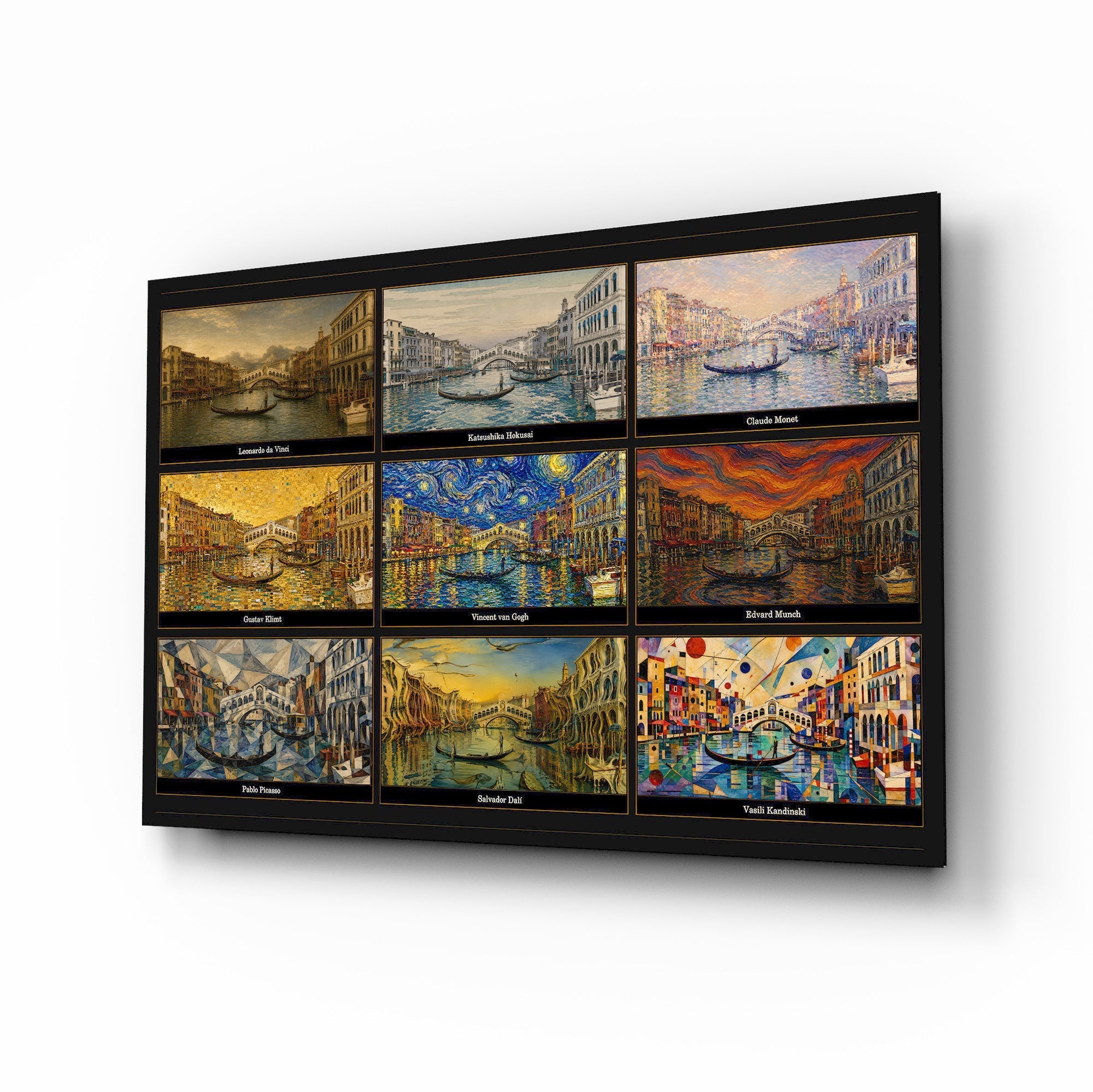 Venice Grand Canal Nine Painting Styles Collage Glass Wall Art