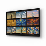Statue of Liberty Nine Painting Styles Collage Glass Wall Art