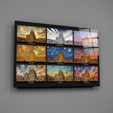Sagrada Familia Nine Painting Styles Collage Glass Wall Art