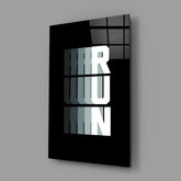 Run Motion Blur Typography Glass Wall Art