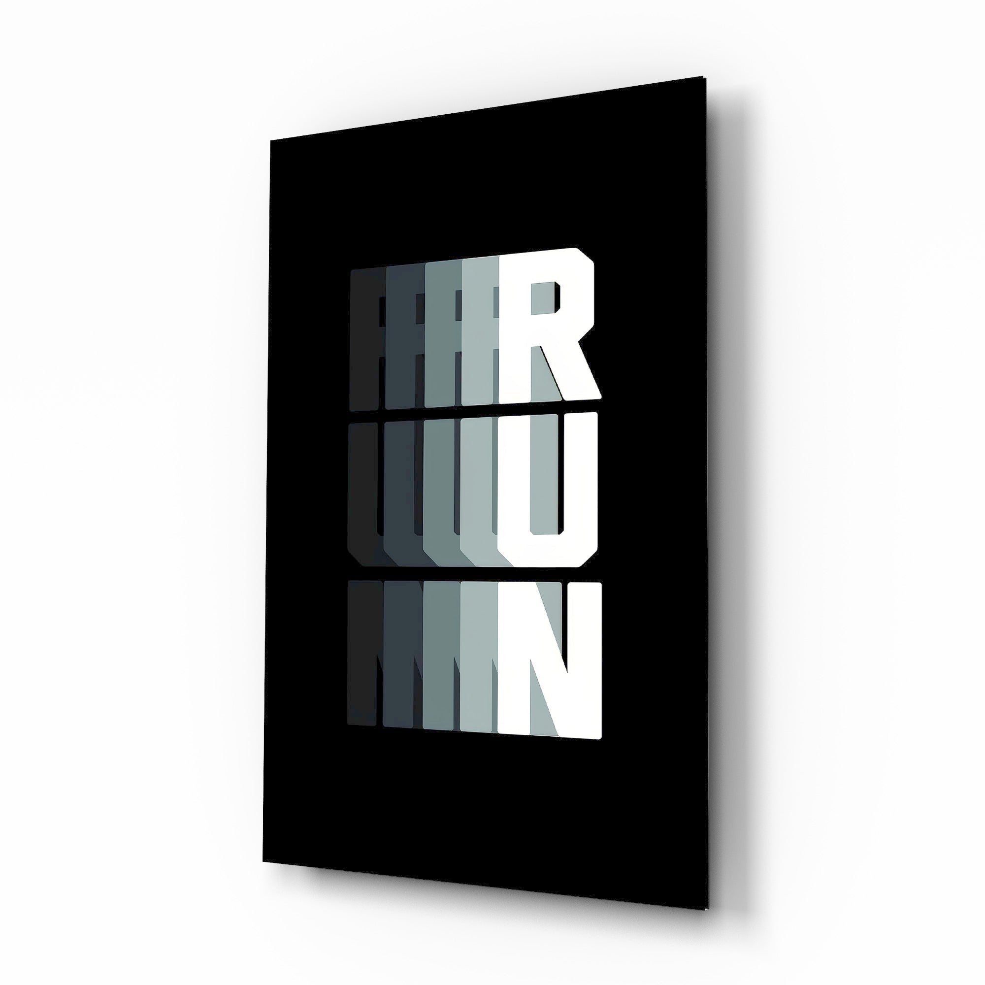 Run Motion Blur Typography Glass Wall Art