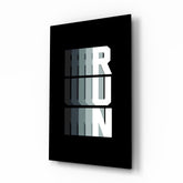 Run Motion Blur Typography Glass Wall Art