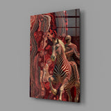 Striped Horse and Rider Dot Pattern Glass Wall Art