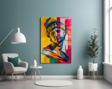 Classical Bust Neon Colour Block Street Art Glass Wall Art
