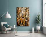 Cubist Old Town Street Ochre Glass Wall Art