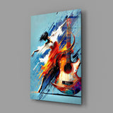 Dancer and Guitar Splash Painting Glass Wall Art