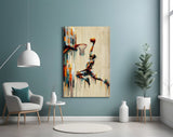 Basketball Dunk Dripping Palette Glass Wall Art