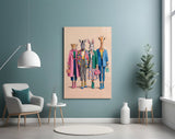Animal Heads in Fashion Illustration Glass Wall Art