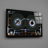 Cosmic Cassette Neon Rings Glass Wall Art