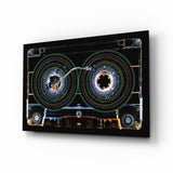 Cosmic Cassette Neon Rings Glass Wall Art