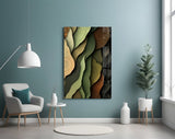 Wood Grain and Leaf Layers Organic Glass Wall Art