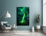 Glowing Emerald Sword Fantasy Glass Wall Art