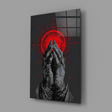 Praying Hands Red Mandala Glass Wall Art