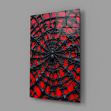 Black Spider Web on Red Gothic Glass Wall Art