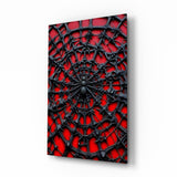 Black Spider Web on Red Gothic Glass Wall Art