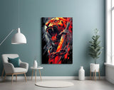 Roaring Tiger with Chained Sword Glass Wall Art