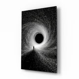 Lone Figure Before the Black Hole Glass Wall Art