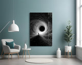 Lone Figure Before the Black Hole Glass Wall Art