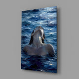 Woman Rising from the Sea Impasto Glass Wall Art