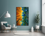 Autumn and Night Forest Swirl Post-Impressionist Glass Wall Art