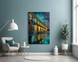 Roman Aqueduct at Dusk Impressionist Glass Wall Art