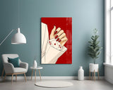 Aces Up the Sleeve Red Pop Art Glass Wall Art