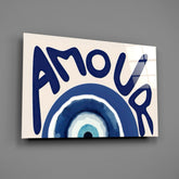 Amour Evil Eye Typography Glass Wall Art