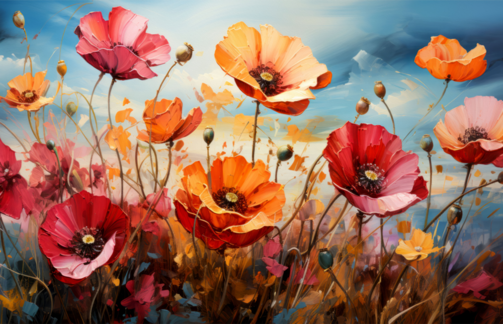Poppies Glass Wall Art || Designer Collection