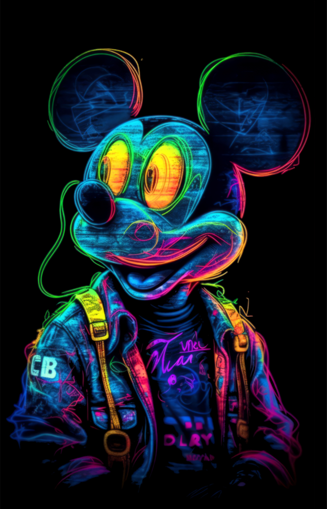 Neon Mouse Glass Wall Art || Designer Collection