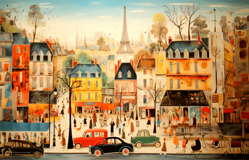 Paris' City Life Glass Wall Art|| Designer's Collection