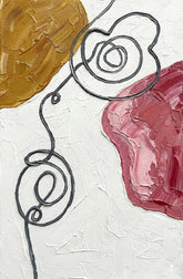 Crimson & Ochre Lyric — 3D Haptic Embossed High-Gloss Luxury Wall Art