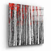 Red Forest Glass Wall Art