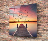 Red Dock Glass Wall Art