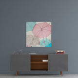 Colorful Umbrellas Glass Wall Art
