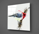 Red Bird Glass Wall Art
