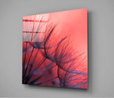 Red Dandelion Glass Wall Art