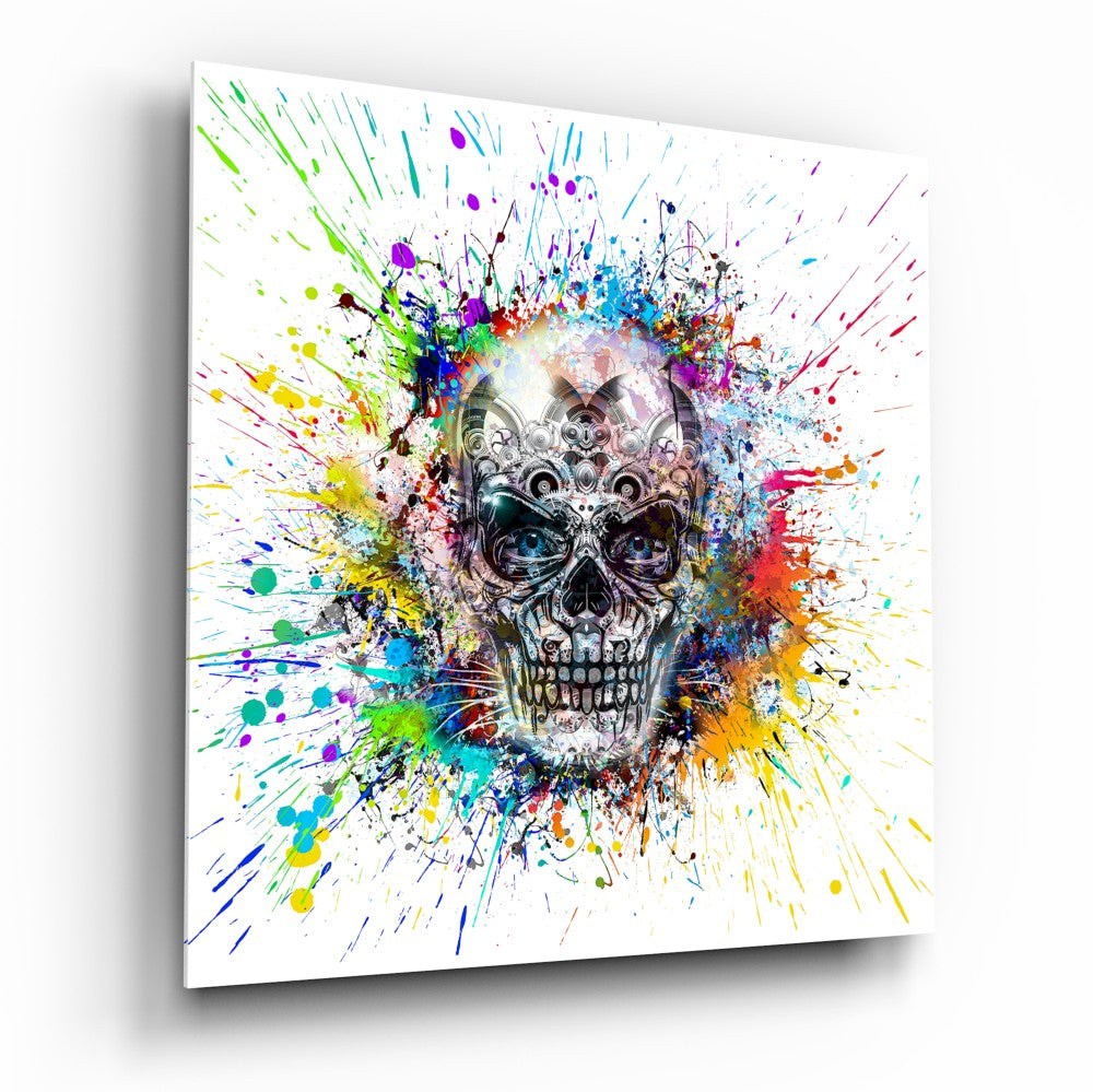 Mechanical Skull Glass Wall Art